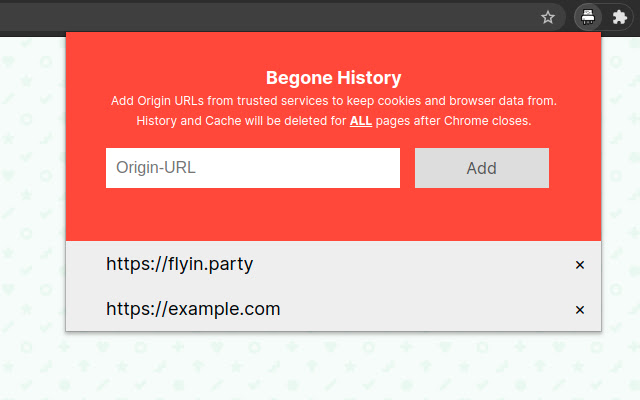 Begone History  from Chrome web store to be run with OffiDocs Chromium online