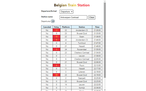 Belgian Train Station  from Chrome web store to be run with OffiDocs Chromium online