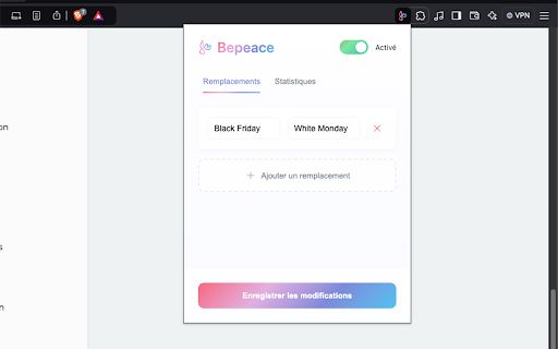 Bepeace  from Chrome web store to be run with OffiDocs Chromium online