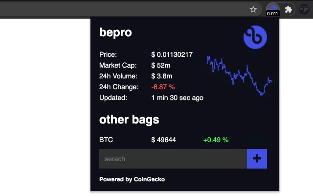 bepro token price  from Chrome web store to be run with OffiDocs Chromium online