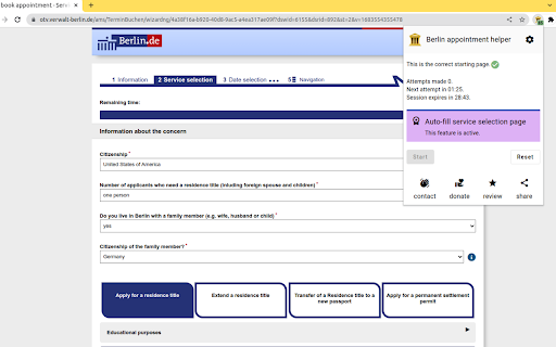 Berlin Appointment Helper  from Chrome web store to be run with OffiDocs Chromium online