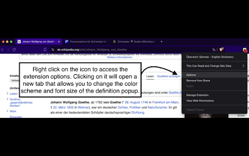 Überwort: German English Dictionary  from Chrome web store to be run with OffiDocs Chromium online