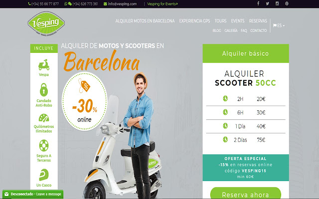 Best Scooter Rental in Barcelona  from Chrome web store to be run with OffiDocs Chromium online