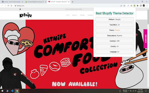 Best Shopify Theme Detector  from Chrome web store to be run with OffiDocs Chromium online