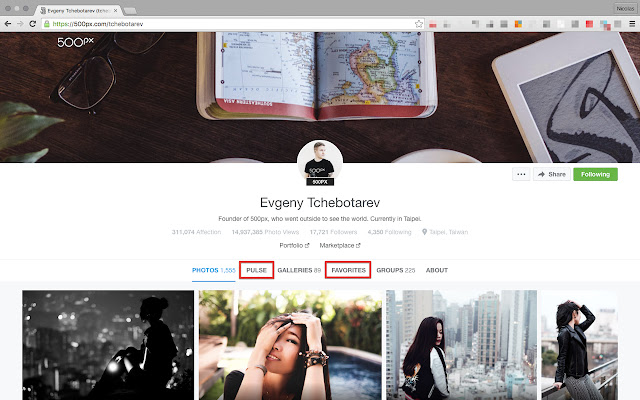 Better500px  from Chrome web store to be run with OffiDocs Chromium online