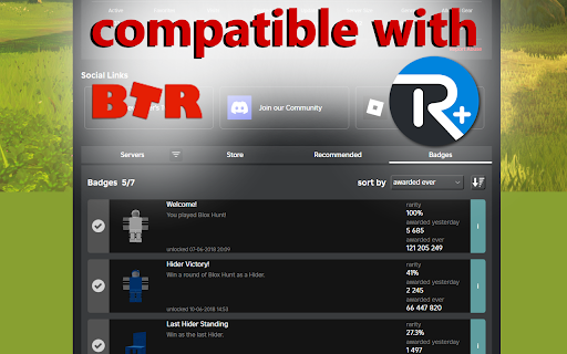 BetterBadges  from Chrome web store to be run with OffiDocs Chromium online