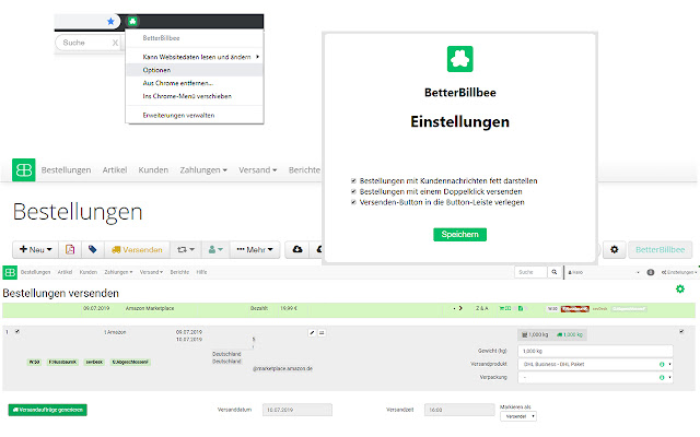 BetterBillbee  from Chrome web store to be run with OffiDocs Chromium online