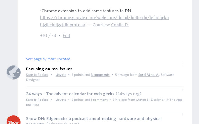 BetterDN  from Chrome web store to be run with OffiDocs Chromium online