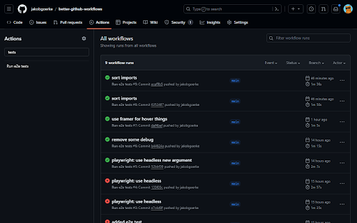 Better Github Workflows  from Chrome web store to be run with OffiDocs Chromium online
