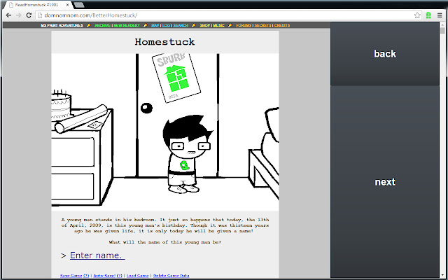 Better Homestuck  from Chrome web store to be run with OffiDocs Chromium online
