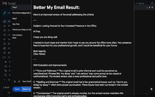 Better My Email  from Chrome web store to be run with OffiDocs Chromium online