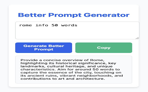 Better Prompt Generator  from Chrome web store to be run with OffiDocs Chromium online
