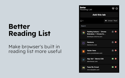 Better Reading List  from Chrome web store to be run with OffiDocs Chromium online