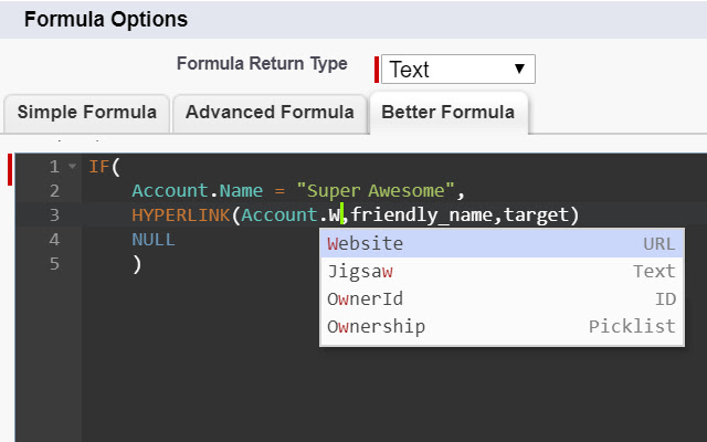 Better Salesforce formula editor  from Chrome web store to be run with OffiDocs Chromium online