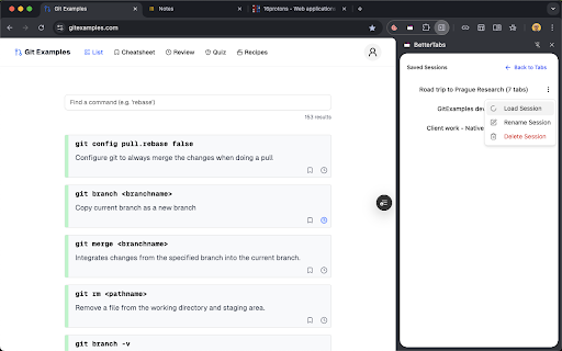 BetterTabs  from Chrome web store to be run with OffiDocs Chromium online