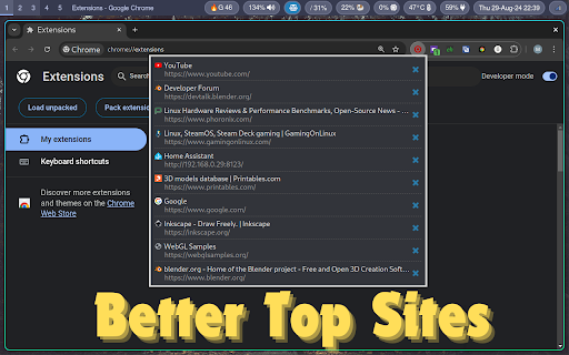 Better Top Sites  from Chrome web store to be run with OffiDocs Chromium online