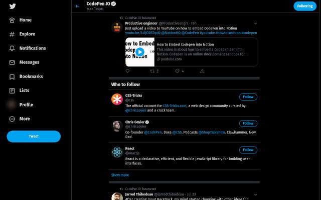 Better Twitter Experience  from Chrome web store to be run with OffiDocs Chromium online
