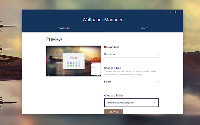 Better Wallpaper Manager for Chrome OS  from Chrome web store to be run with OffiDocs Chromium online