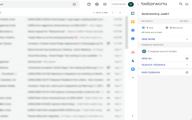 Betterworks Plugin for Gmail  from Chrome web store to be run with OffiDocs Chromium online