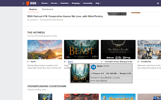 BGG Hover  from Chrome web store to be run with OffiDocs Chromium online