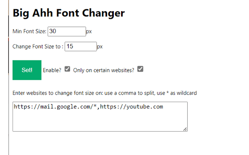 BigAhhFont Changer  from Chrome web store to be run with OffiDocs Chromium online