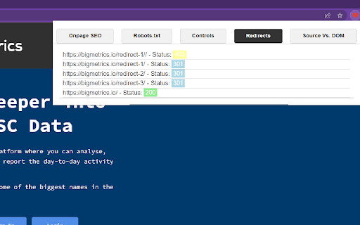 Big Metrics SEO Extension  from Chrome web store to be run with OffiDocs Chromium online