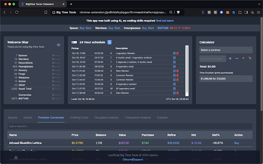 Big Time Tools  from Chrome web store to be run with OffiDocs Chromium online