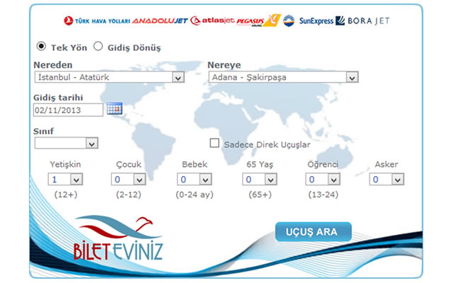 Bileteviniz.Com | Yurtiçi Uçak Bileti  from Chrome web store to be run with OffiDocs Chromium online