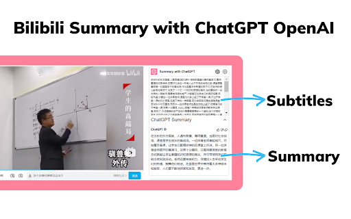 Bilibili Summary with ChatGPT OpenAI  from Chrome web store to be run with OffiDocs Chromium online