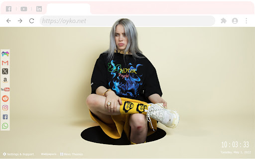 Billie Eilish Wallpapers New Tab Experience  from Chrome web store to be run with OffiDocs Chromium online