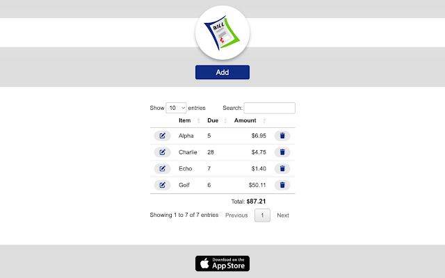 Bills by Jmfcool.com  from Chrome web store to be run with OffiDocs Chromium online