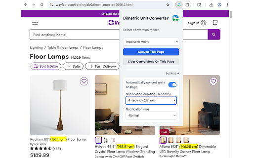 Bimetric Unit Converter  from Chrome web store to be run with OffiDocs Chromium online