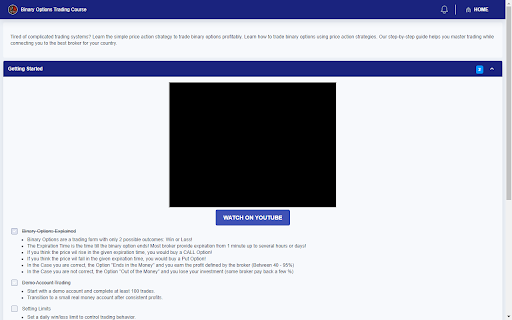 Binary Options Trading Course  from Chrome web store to be run with OffiDocs Chromium online