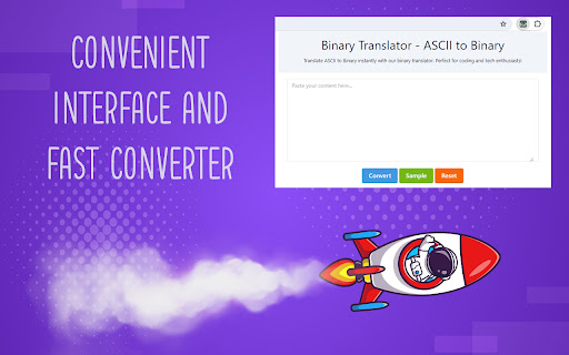 Binary Translator ASCII to Binary  from Chrome web store to be run with OffiDocs Chromium online