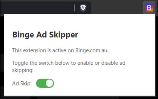 Binge Ad Auto Skip  from Chrome web store to be run with OffiDocs Chromium online