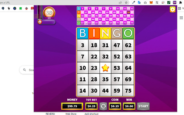Bingo 75 Game  from Chrome web store to be run with OffiDocs Chromium online