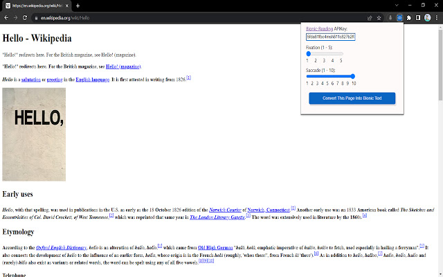 Bionic Text Converter  from Chrome web store to be run with OffiDocs Chromium online