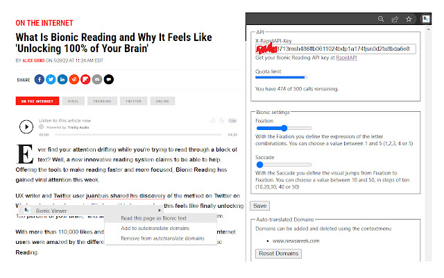 Bionic Viewer  from Chrome web store to be run with OffiDocs Chromium online