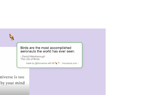 Bird Cursor Quotes  from Chrome web store to be run with OffiDocs Chromium online