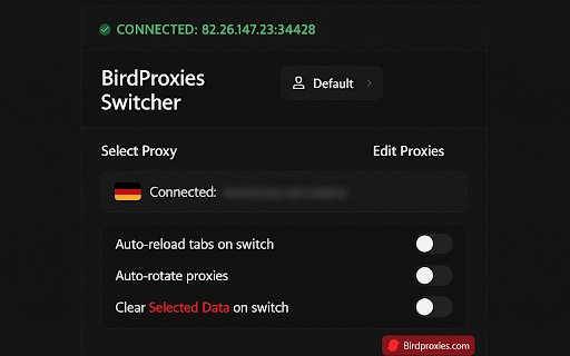 BirdProxies Switcher  from Chrome web store to be run with OffiDocs Chromium online