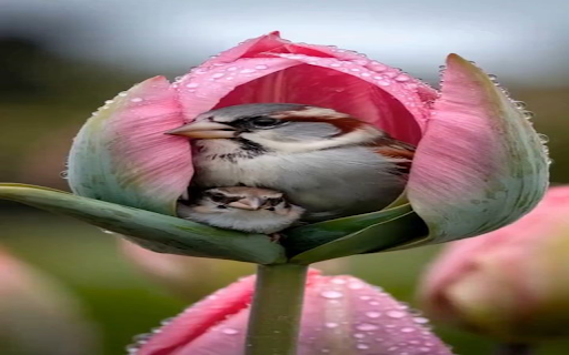 Birds nesting in tulips Wallpaper  from Chrome web store to be run with OffiDocs Chromium online