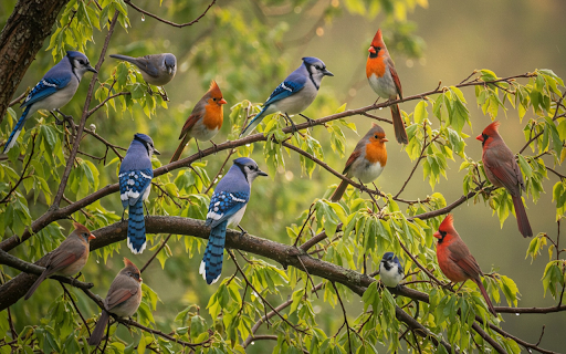 Birds with crests  from Chrome web store to be run with OffiDocs Chromium online