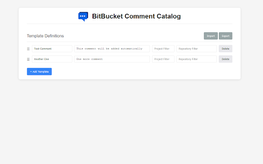 BitBucket Comment Catalog  from Chrome web store to be run with OffiDocs Chromium online