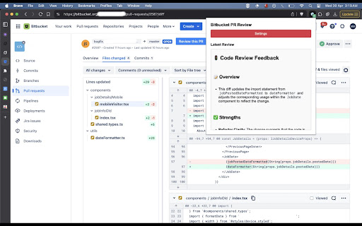 Bitbucket PR Review  from Chrome web store to be run with OffiDocs Chromium online