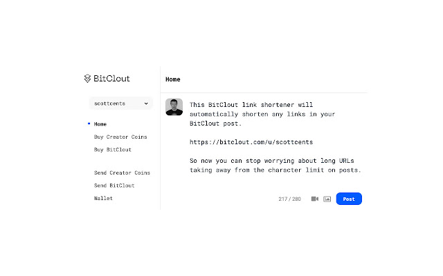 BitClout Auto Link Shortener  from Chrome web store to be run with OffiDocs Chromium online