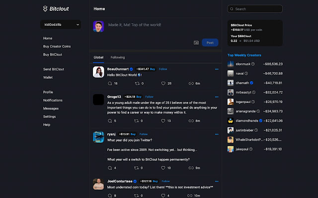 BitClout Dark Mode  Style Tweaks  from Chrome web store to be run with OffiDocs Chromium online