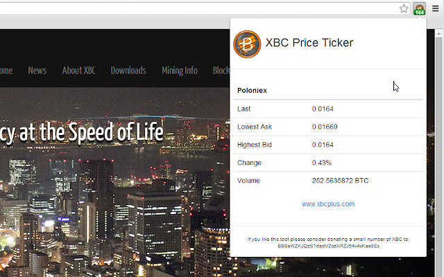BitcoinPlus Ticker  from Chrome web store to be run with OffiDocs Chromium online