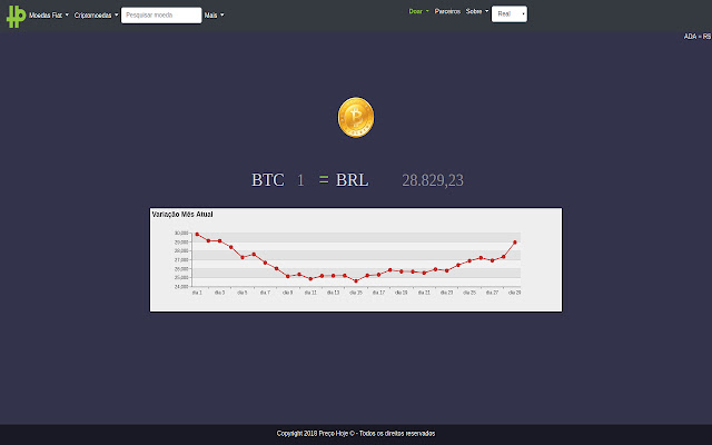 Bitcoin Preço Hoje  from Chrome web store to be run with OffiDocs Chromium online