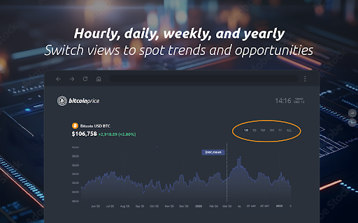 Bitcoin Price New Tab  from Chrome web store to be run with OffiDocs Chromium online
