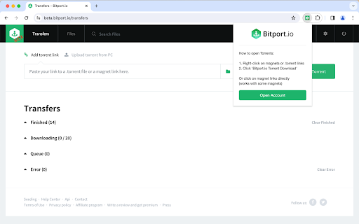 Bitport.io  from Chrome web store to be run with OffiDocs Chromium online